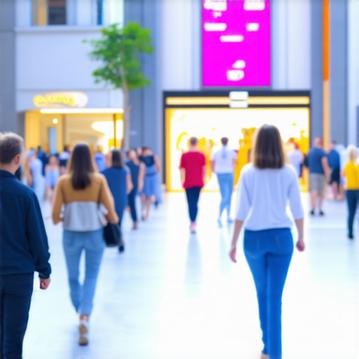 Person using augmented reality glasses to browse products in city