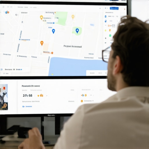 Business owner reviewing local SEO analytics and Google Maps ranking data