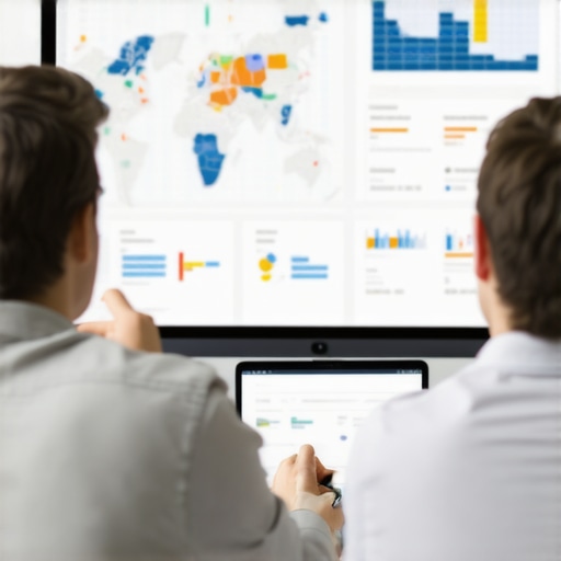 Digital marketers discussing maps and data analytics for local SEO optimization