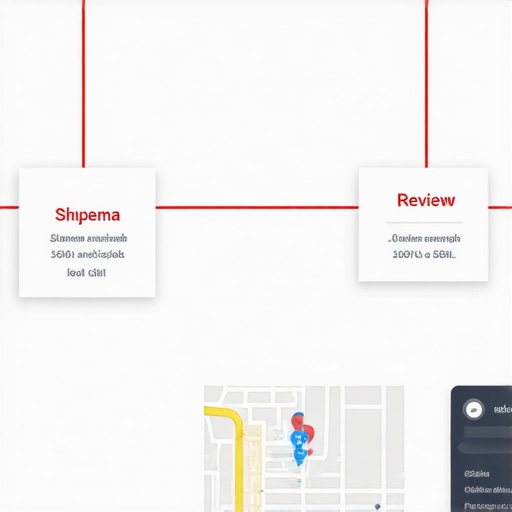 Diagram showing schema markup, review snippets, and map placement for local SEO enhancement.