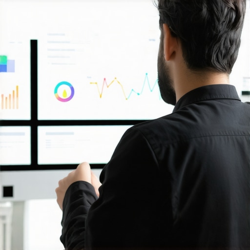 Business owner analyzing local SEO data on a digital dashboard