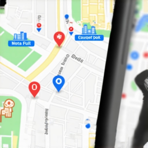 AR Local Map Experience Smartphone showcasing augmented reality map highlighting local businesses