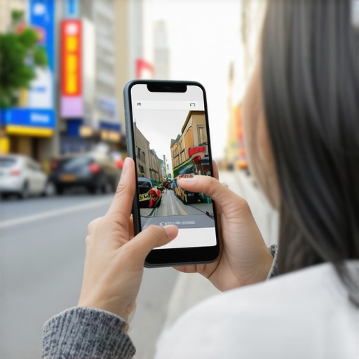 Person using AR app on smartphone to explore local businesses