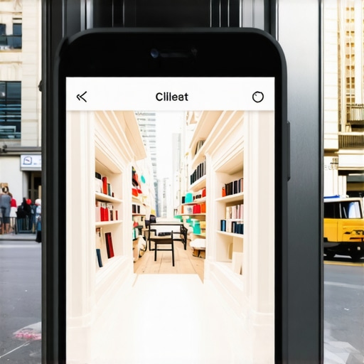 Augmented reality interface over a city storefront