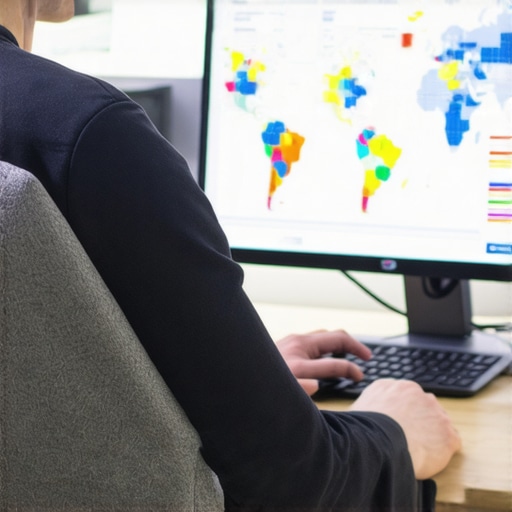 Business owner analyzing local SEO data and maps for strategy optimization