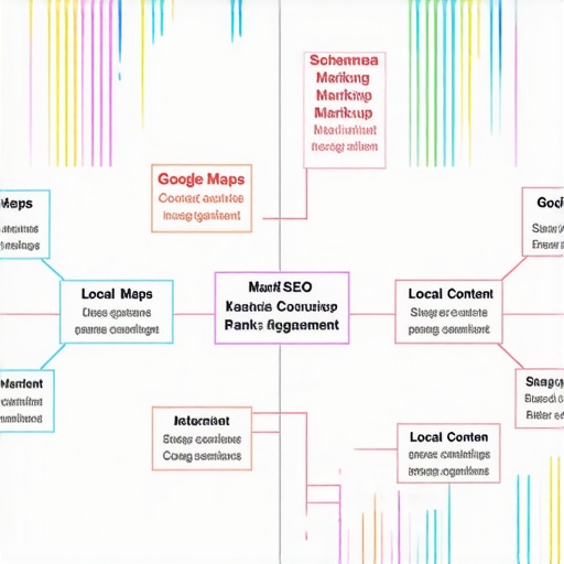 Diagram showing schema markup, local content, and engagement in local SEO