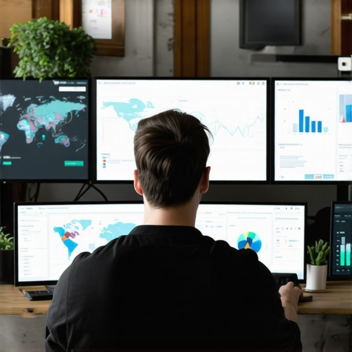 Business owner viewing AI analytics on local SEO performance