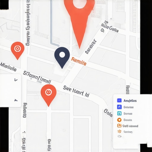Digital map with location markers and analytics overlays representing future local SEO strategies.