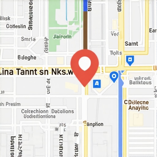 Map with data analytics overlays showing local business insights.