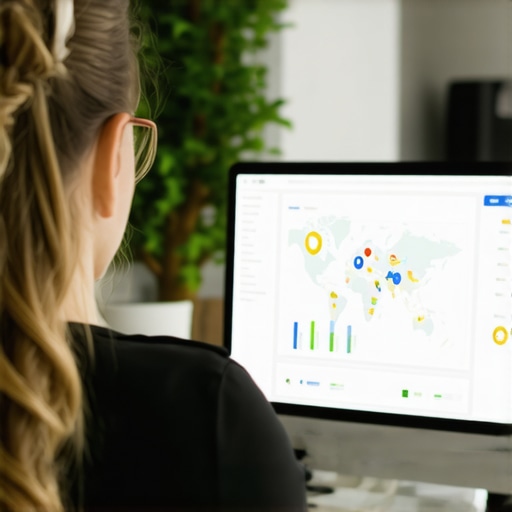 Business owner reviewing Google Maps analytics showing local search performance.