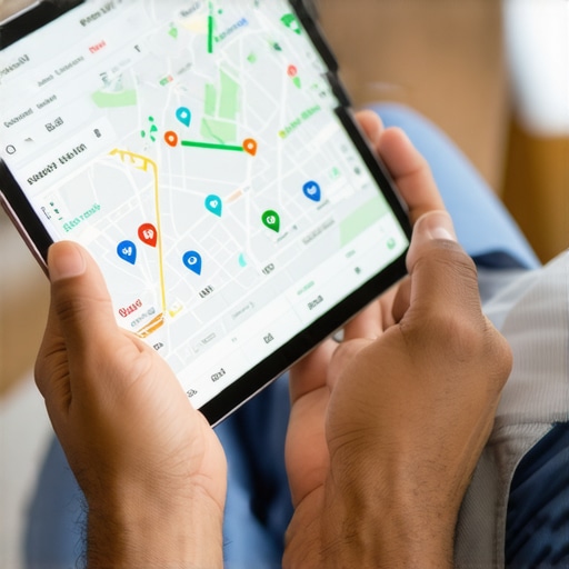 Business owner reviewing local SEO analytics on a tablet