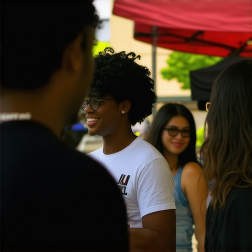 Local community members and business owners participating in a neighborhood event, symbolizing community-driven SEO efforts.