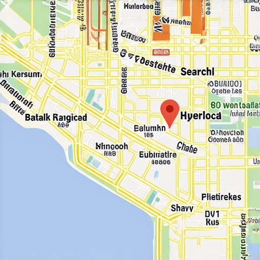 Map with focused geospatial markers for hyperlocal SEO strategy.