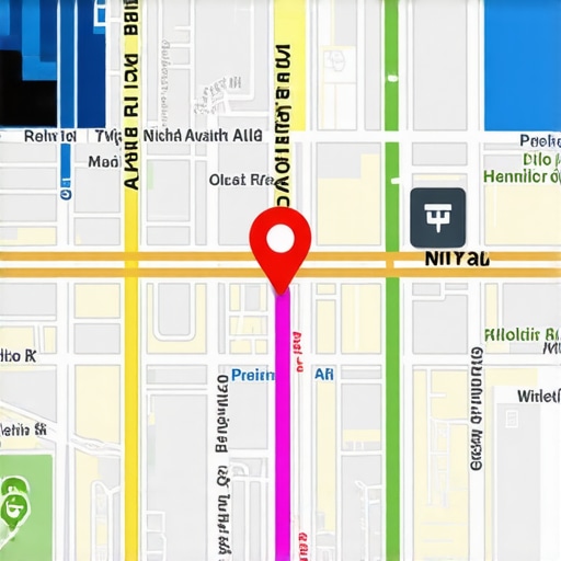 Digital map showing local businesses, SEO analytics, and online visibility metrics.