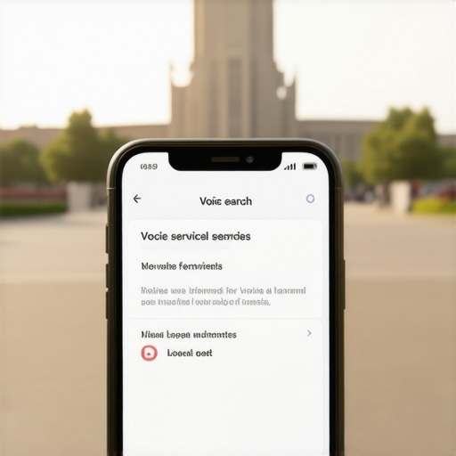 Smartphone displaying voice search for nearby businesses