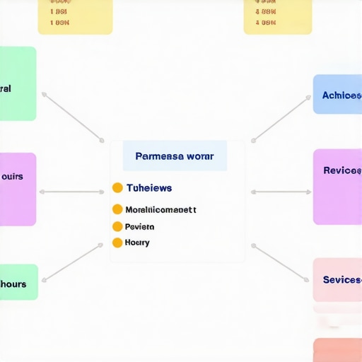 Illustration of schema markup elements applied to a local business listing.
