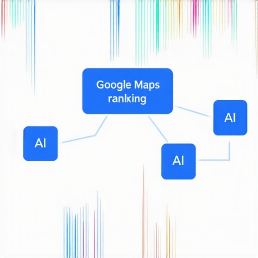 Diagram showing AI signals affecting local search map rankings, including user behavior and machine learning processes.