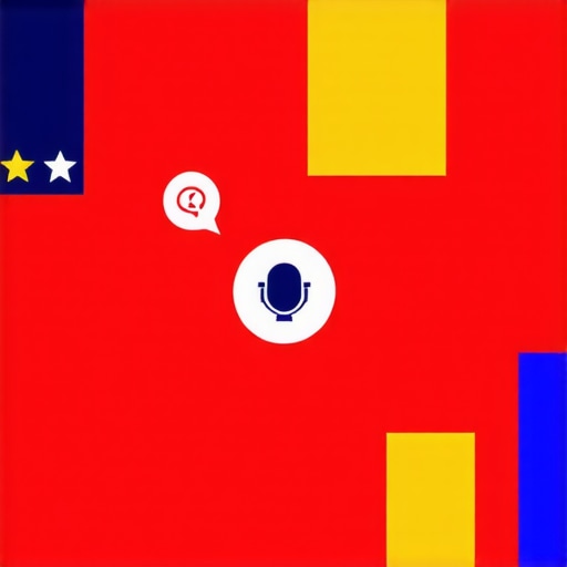 Illustration of AI analyzing reviews, voice search interface, and technical SEO elements on a digital map.