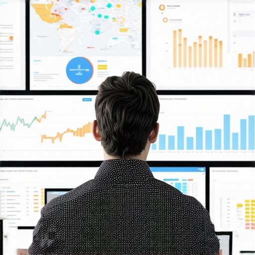 Person reviewing local SEO analytics on a computer with maps and graphs.