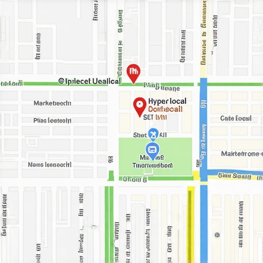 Digital map overlay showing local business hotspots in an urban marketplace.