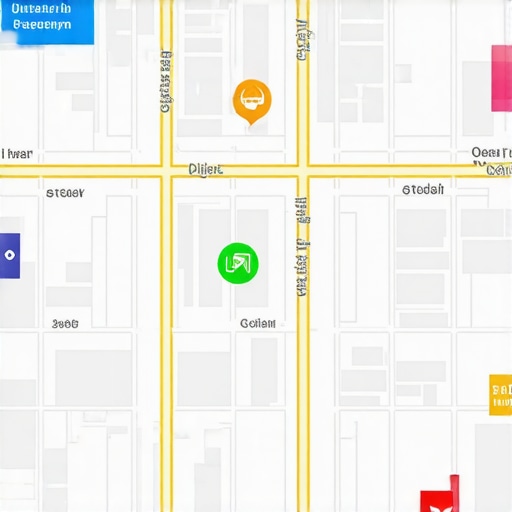 Local Map Optimization Strategy City map displaying local businesses optimized for Google Maps ranking and local SEO strategies.