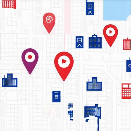 City map with marked local businesses demonstrating visibility strategies