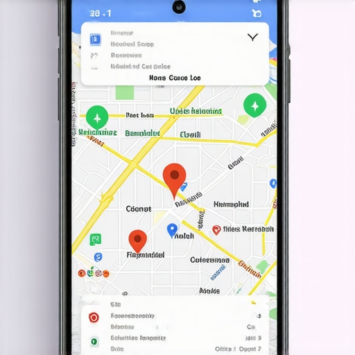 Smartphone showing Google Maps local search results with vibrant map details