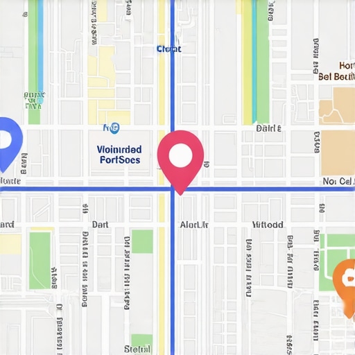 Map highlighting targeted neighborhood markers for local SEO