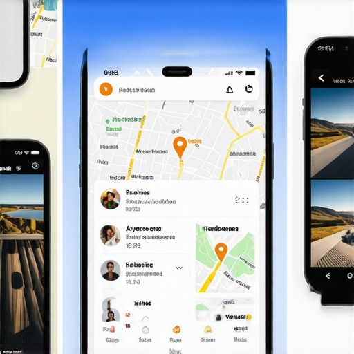 Smartphone screen showcasing local business with voice search and image features.