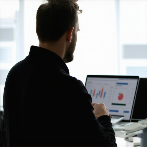 Person reviewing real-time local search data on an AI-powered dashboard