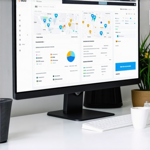 Close-up of a digital dashboard showing neighborhood SEO performance metrics and geolocation data.