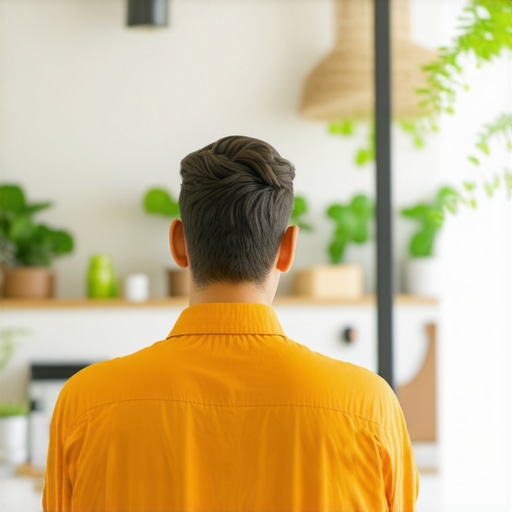 Augmented Reality for Local Business Engagement Business owner presenting products through augmented reality to local customers in a commercial setting.