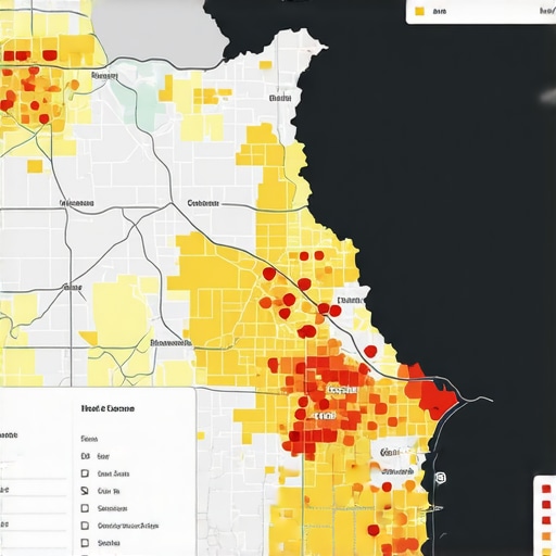 Map with data points and heat zones indicating local consumer activity and trends.