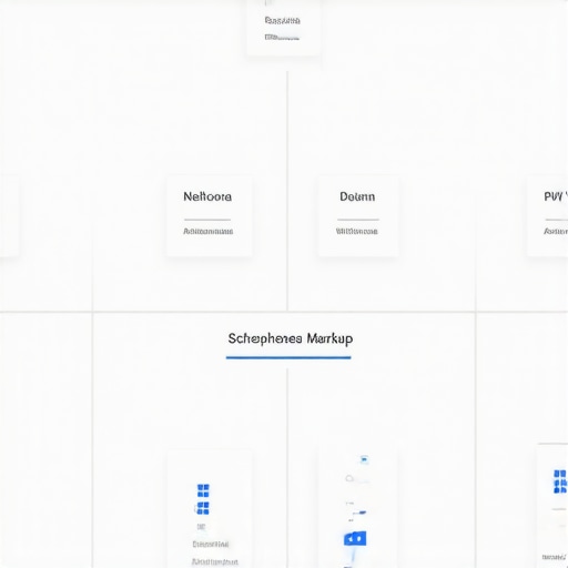 Diagram of a website architecture optimized for neighborhood SEO with schema markup and PWA features.