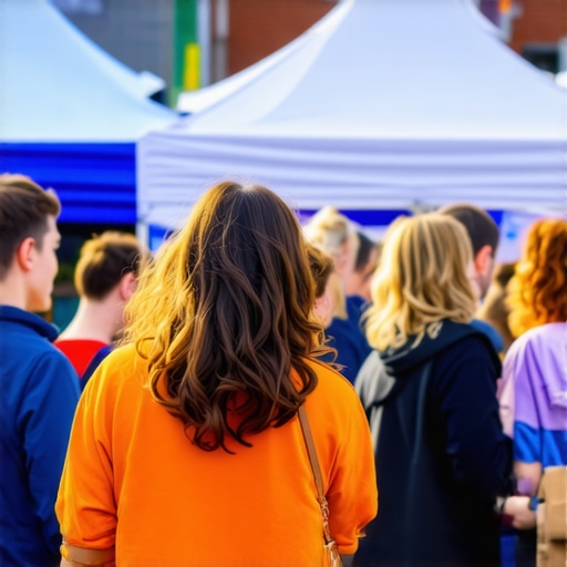 Community event featuring local businesses and residents interacting