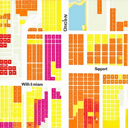 Map showing local business locations connected by SEO data points.