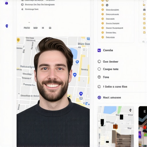 Business owner optimizing Google Maps profile with photos and schema markup