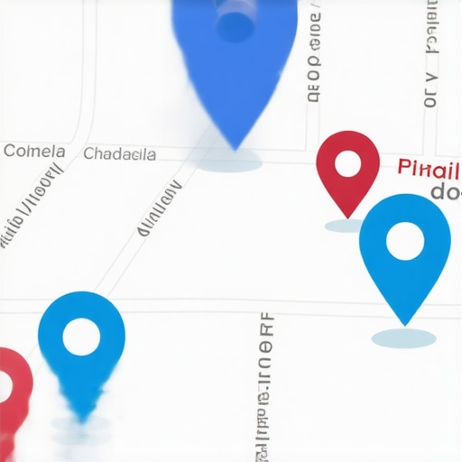 Illustration of local map with multimedia, analytics, and community engagement elements.