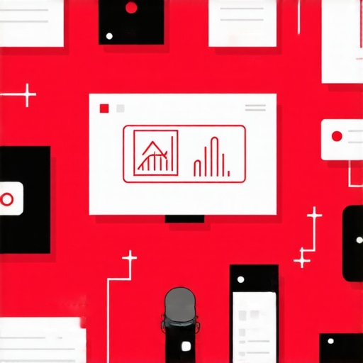 Conceptual image showing AI, voice search devices, and schematic diagrams of local business data.