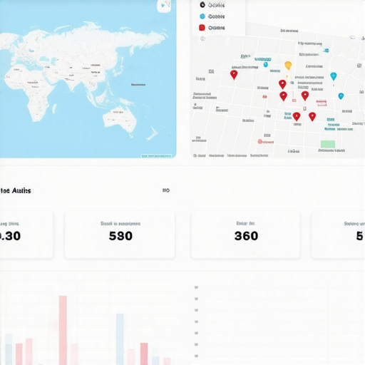 Business analytics interface displaying local SEO data and maps