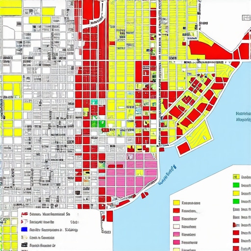 Map with GIS overlays showing foot traffic and demographic zones for strategic local SEO planning.
