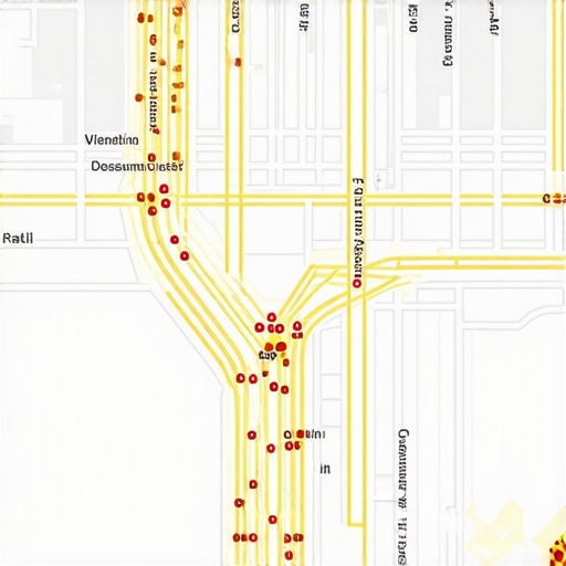City map illustrating geospatial analytics and local business locations