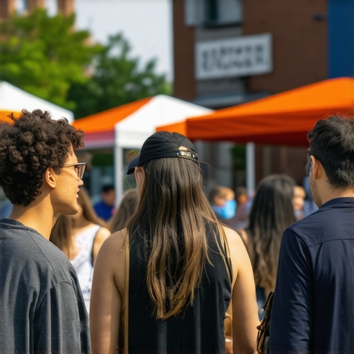 Community event with local businesses showcasing their services in an outdoor setting