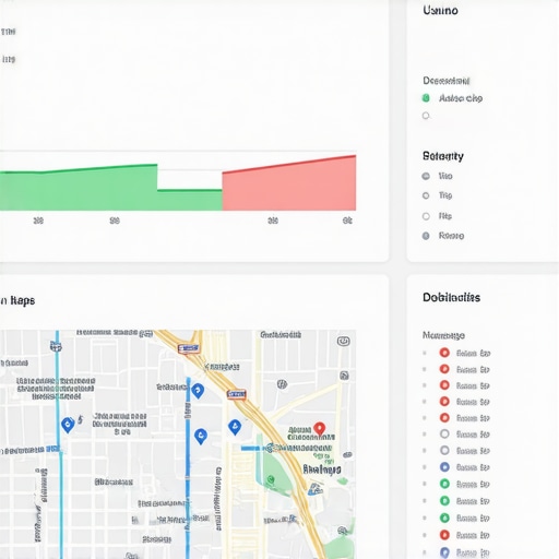Screenshot of local SEO analytics dashboard showing map rankings and keyword performance