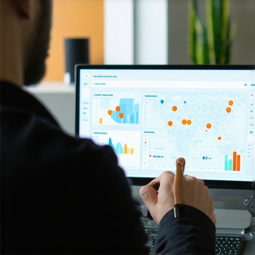 Business analysis of local SEO performance with maps and data visualizations.