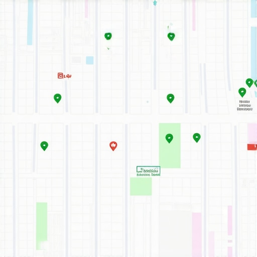 Dynamic Hyperlocal Data Map Illustration showing a vibrant neighborhood with digital data overlays representing real-time local information.