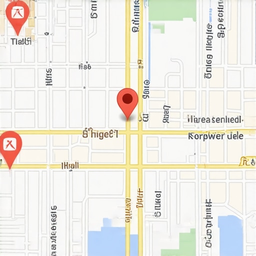 A detailed map with location pins representing targeted local businesses and neighborhoods